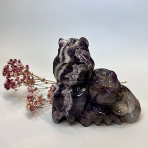 Amethyst Eulenpaar – Weisheit in Verbundenheit