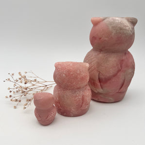 Pink Opal Eulenfamilie – Harmonie & Herzenergie