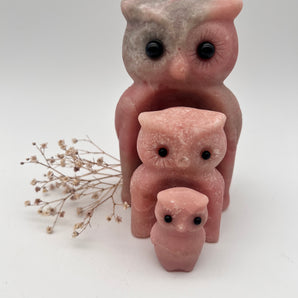 Pink Opal Eulenfamilie – Harmonie & Herzenergie