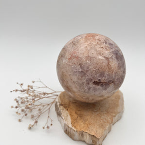 Pink Amethyst & Blumenachat Kugel – Herzöffnung & zarte Transformation