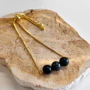 Golden Calm – Moosachat Armband (verstellbar)