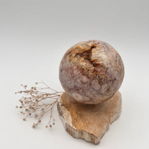 Pink Amethyst & Blumenachat Kugel – Herzöffnung & zarte Transformation