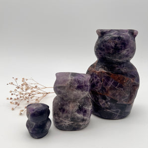 Eulenfamilie aus Amethyst – Weisheit & Schutz in violetter Harmonie 1