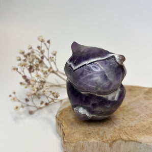 Amethyst Eule – Weisheit im Licht der Stille