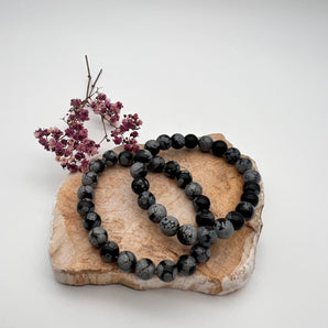 Schneeflocken Obsidian - Armband 8mm