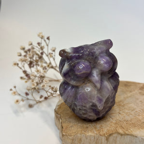 Amethyst Eule – Weisheit im Licht der Stille