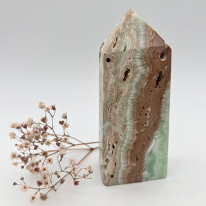 Karibischer Kalzit Turm – Wellen der Klarheit, Himmel des Herzens