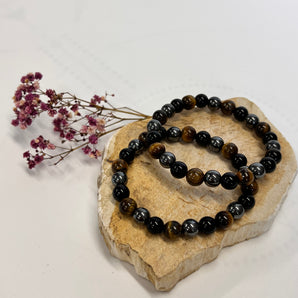 Armband Tigerauge, Hämatit & Obsidian: dein Schutzband für Stärke, Erdung & Klarheit