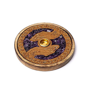 Räucherstäbchen & Kegel Halter Heilende Hände Amethyst