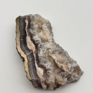 Federfluorit in Pyrit - Slab